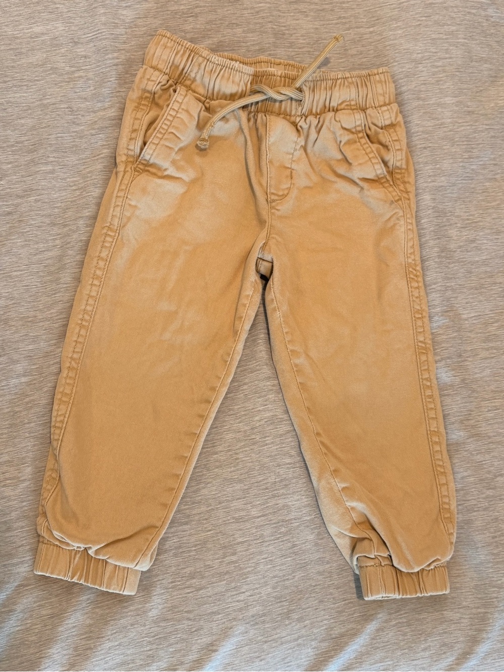Little Boy Elastic Waist Jogger Pants - Tan